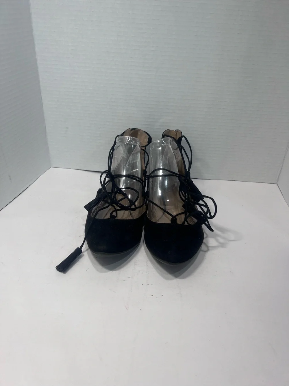 BCBGeneration Black Suede Lace-Up Pointed Flats